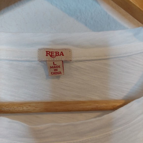 REBA Women's Embroidered Floral Long Sleeve White Cotton Shirt Top Size Large - Picture 4 of 9